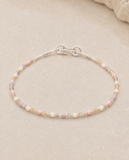 Pulsera Multicolor Rosa y Champagne con Cristales — Plata 950 Artesanal