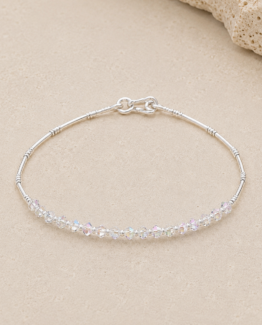 Pulsera Cristal Aurora Borealis con Barra Tubo — Plata 950