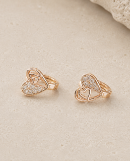 Aretes Corazón Doble Corazón — Baño de Oro 18K con Micro Zirconias